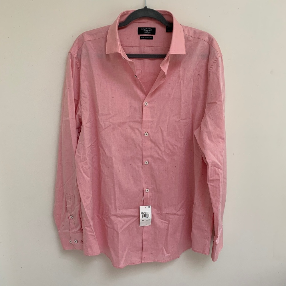Penguin Men's Dress Shirt Sz 17 Light Orange Solid